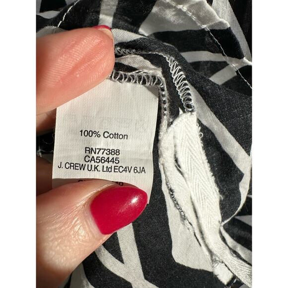 J Crew Tunic Top Womens Small Black White Bib V Neck Lightweight Diamond Boho - Picture 4 of 9